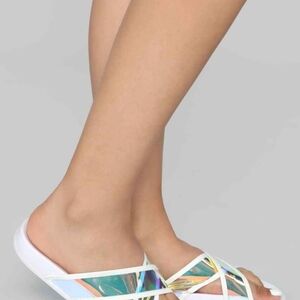 Holographic Slide Sandals
